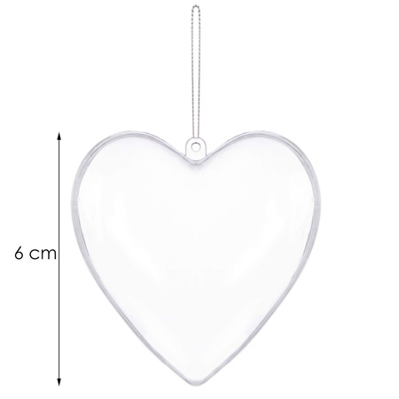 Bombki akrylowe 6cm serce plastikowe decoupage zestaw 10 szt.