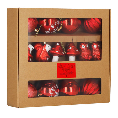 Bombki choinkowe 14 szt. ozdoby do girland i świątecznych aranżacji, czerwone