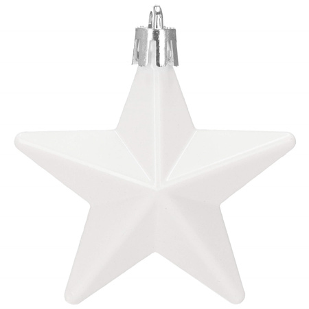 Bombki choinkowe 6 szt. dekoracje, ozdoby świąteczne gwiazdki zestaw białe