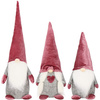 Skrzaty 3 szt. ozdoba świąteczna, krasnal świąteczny, gnom welurowy brudny róż