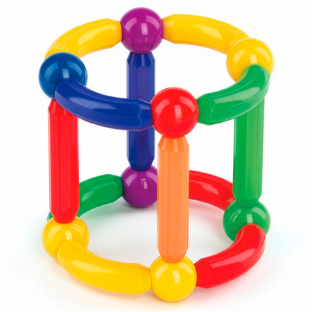 Klocki magnetyczne konstrukcyjne 3D komplet 128 szt. patyczki i kulki