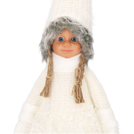 Para laleczek 56 cm ozdoba świąteczna, figurka świąteczna, gnom białe