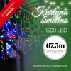 Kurtyna świetlna 1500 led girlanda, lampki wewnętrzno-zewnętrzne 67,5 m sople multikolor