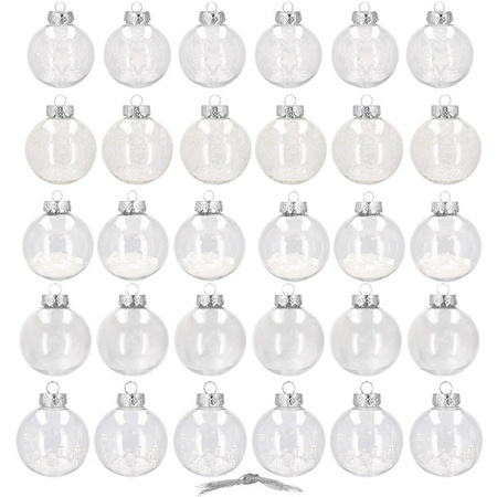 Bombki choinkowe 30 szt. przeźroczysty 7 cm zestaw choinkowy
