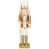 Dziadek do orzechów 38 cm z toporem, drewniany żołnierzyk złoty, figurka świąteczna