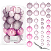 Bombki choinkowe 30 szt. ozdoby świąteczne różowy