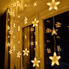 Kurtyna świetlna z pilotem 136 led girlanda gwiazdki, lampki wewnętrzno-zewnętrzne sople ciepły biały