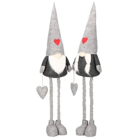 Para skrzatów 2 szt. ozdoba świąteczna, krasnal świąteczny z teleskopowymi nóżkami, gnom szary