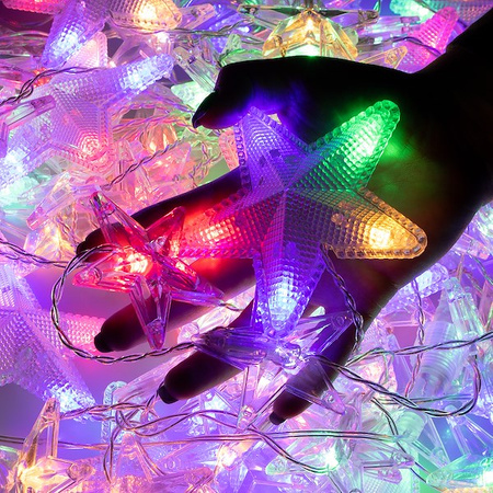 Kurtyna świetlna 180 led girlanda gwiazdki, lampki wewnętrzno-zewnętrzne sople multikolor + zimny biały flash