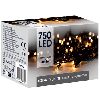 Lampki choinkowe 750 led ciepły biały 40 m oświetlenie świąteczne IP44 8 funkcji świecenia