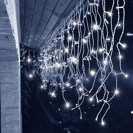 Kurtyna świetlna 500 led girlanda, lampki wewnętrzno-zewnętrzne sople biały zimny + flash