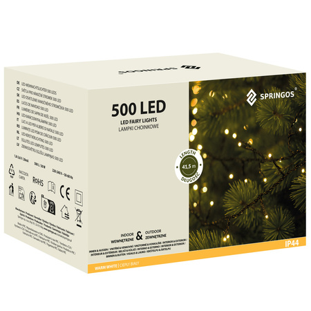 Lampki choinkowe 500 led biały ciepły 41,5 m oświetlenie świąteczne IP44