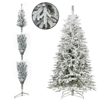 Sztuczna choinka świerk 220 cm ośnieżony jak żywy, nowoczesny, ze stojakiem
