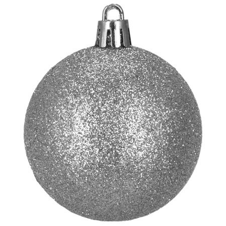 Bombki choinkowe 40 szt. okrągłe, lizaki, szyszki, laski cukrowe nietłukące ozdoby srebrne
