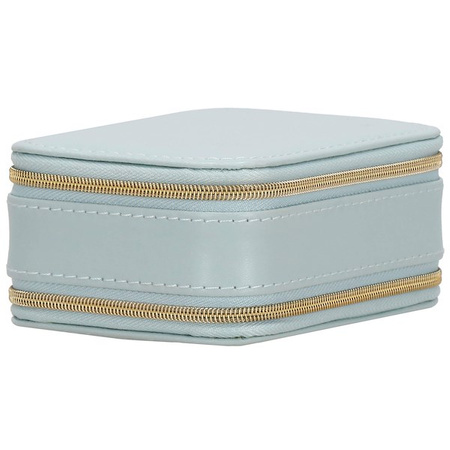 Kufer, szkatułka na biżuterię ekoskóra 11,5x8,5x5,5 cm błękitny z przegródkami