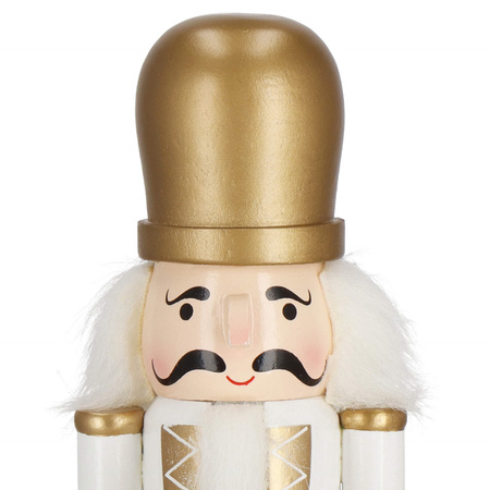 Dziadek do orzechów 30,5 cm z bębenkiem drewniany żołnierzyk złoty, figurka świąteczna