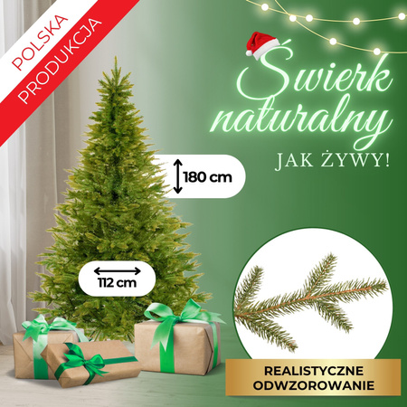 Świerk naturalny, drzewko świąteczne 180 cm choinka sztuczna, produkcja polska