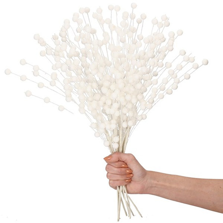 Gałązka dekoracyjna 10 szt. do stroików ozdoba świąteczna biały brokat