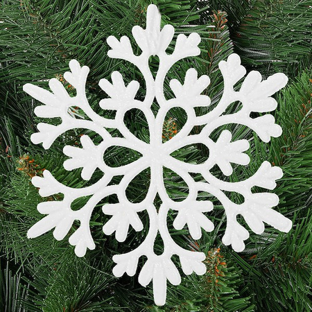 Zawieszka choinkowa 12 szt. śnieżynka świąteczna ozdoba białe brokat