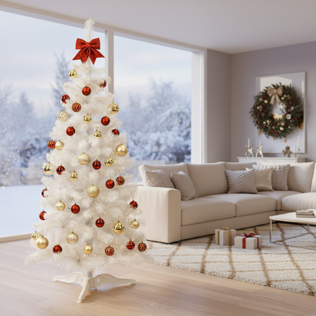 Choinka sztuczna jodła ze stojakiem 220 cm drzewko świąteczne, nowoczesna biała