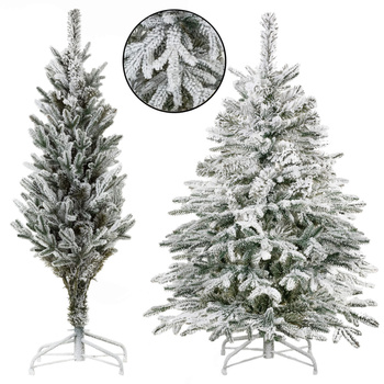 Choinka sztuczna świerk kaukaski ośnieżony 120 cm jak żywy, nowoczesny, ze stojakiem