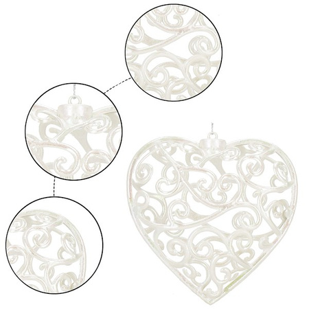 Zawieszka choinkowa serce ażurowe dekoracja na choinkę 9 cm kremowa