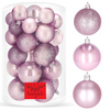 Różowe bombki choinkowe 30 szt. ozdoby świąteczne deroracje brokatowe nietłukące mix