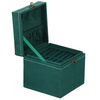 Kuferek, szkatułka na biżuterię 12x12x12 cm zielony welurowy organizer z przegródkami