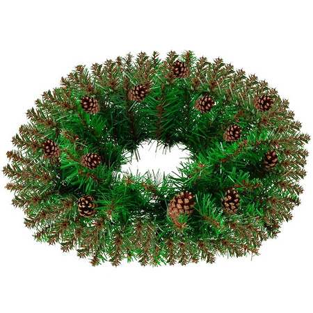 Stroik sztuczny na drzwi z naturalnymi szyszkami 45 cm wieniec świąteczny, wianek, zielony