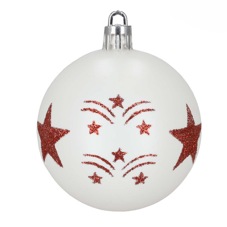 Bombki choinkowe, nietłukące, dekoracje świąteczne do stroika 30 szt. biało-czerwone