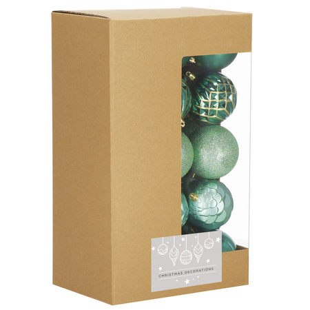 Zielone bombki choinkowe 8 cm 30 szt. zestaw ozdoby choinkowe matowe brokatowe błyszczące