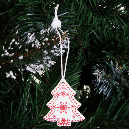 Świąteczne zawieszki drewniane choinki zestaw 3 szt. biały