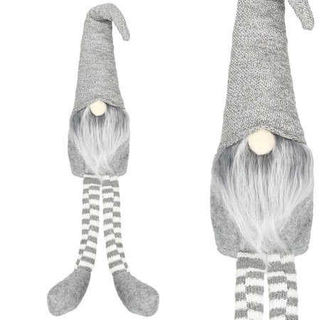 Skrzat 50cm ozdoba świąteczna, krasnal świąteczny, gnom siedzący szary