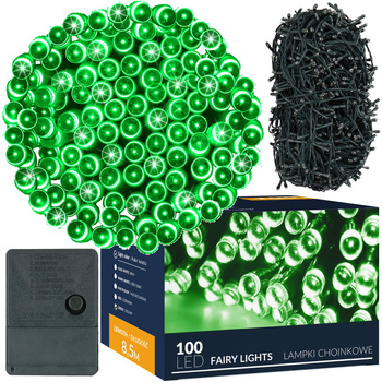 Lampki choinkowe 100 led zielone 8,5 m oświetlenie świąteczne