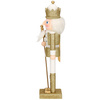 Dziadek do orzechów 38 cm z berłem, drewniany żołnierzyk złoty, figurka świąteczna