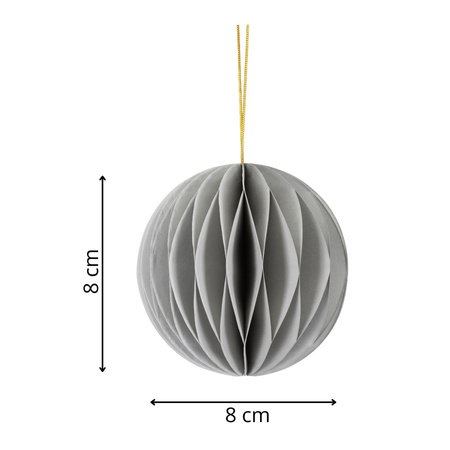 Bombki z papieru 6 szt. ozdoby choinkowe zawieszki świąteczne 8 cm rozkładane, szary