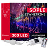 Kurtyna świetlna z pilotem 300 led girlanda, lampki wewnętrzno-zewnętrzne sople multikolor