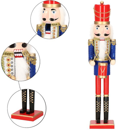 Dziadek do orzechów 51 cm drewniany żołnierzyk niebieski, figurka świąteczna