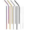 Słomki metalowe do napojów 8 szt. kolorowe wielorazowe rurki z etui i szczoteczkami