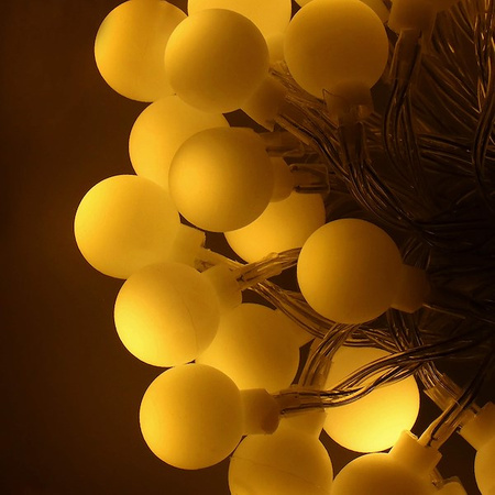 Lampki choinkowe 80 Led kuleczki biały ciepły z programatorem na baterie