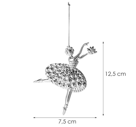Zawieszki choinkowe 2 szt. baletnice ozdoba bożonarodzeniowa srebrna