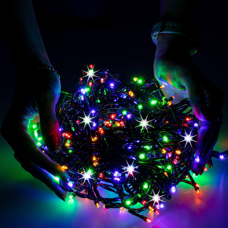 Lampki choinkowe zewnętrzne, wewnętrzne 500 led multikolor + niebieski flash 27,5 m światełka świąteczne