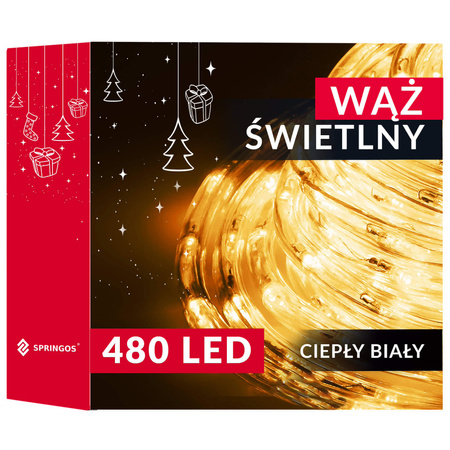 Wąż świetlny 480 Led biały ciepły 21,5 m z programatorem IP44