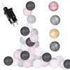 Cotton balls 50 led lampki dekoracyjne, girlanda na prąd grafitowo-białe