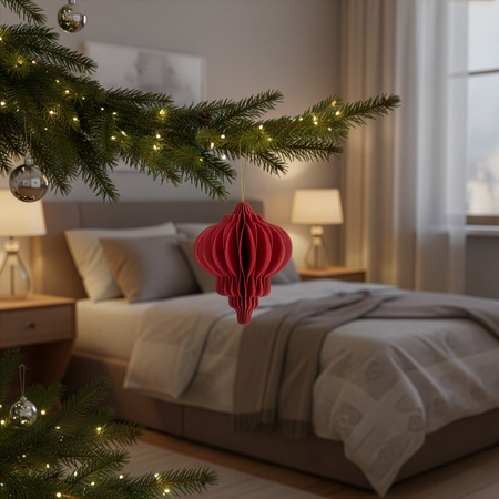 Bombki z papieru 6 szt. ozdoby choinkowe zawieszki świąteczne 12,5 cm rozkładane, czerwone