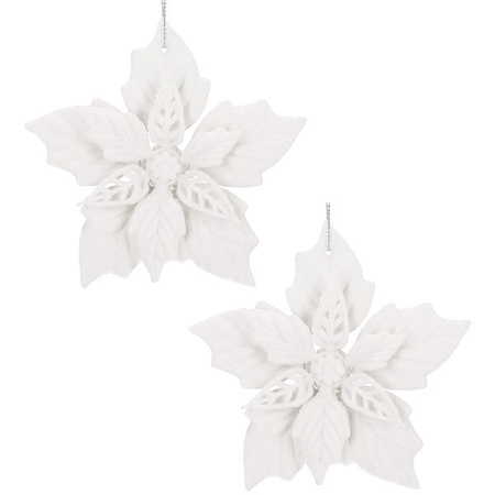 Zawieszka choinkowa 12 cm gwiazda betlejemska świąteczna ozdoba biały brokat