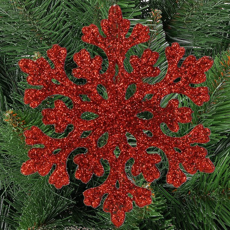 Zawieszka choinkowa 8 szt. śnieżynka 8 cm świąteczna ozdoba czerwony