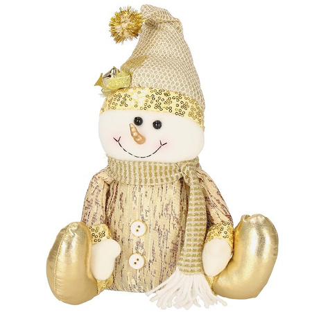 Bałwanek 38 cm dekoracja ozdoba świąteczna, figurka gnom złoty