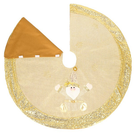 Dywanik pod choinkę 106 cm złoty z Mikołajem, mata na prezenty