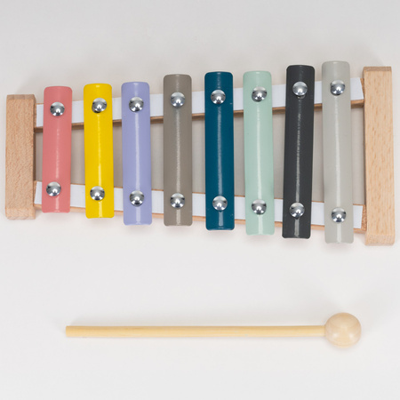 Instrumenty grające, drewniane 8 szt. zabawki muzyczne dla dzieci: cymbałki, bębenek, marakasy